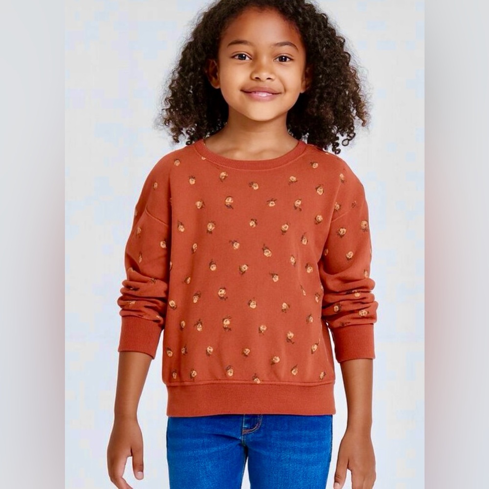 Cat & Jack Girls' Chestnut Brown Floral Rayon Blend Sweatshirt NWT Size M (8)